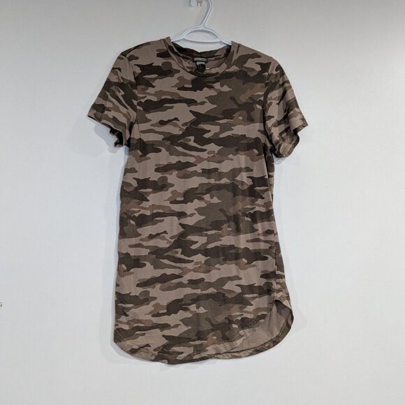 *3/$10* H&M Camouflage Print Tee Dress Brown Olive Green Size XS - Picture 1 of 5